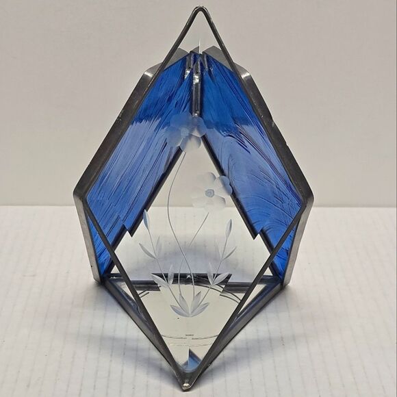 Vintage Stained Glass Tea Light Votive MCM Avant Garde Candle Holder